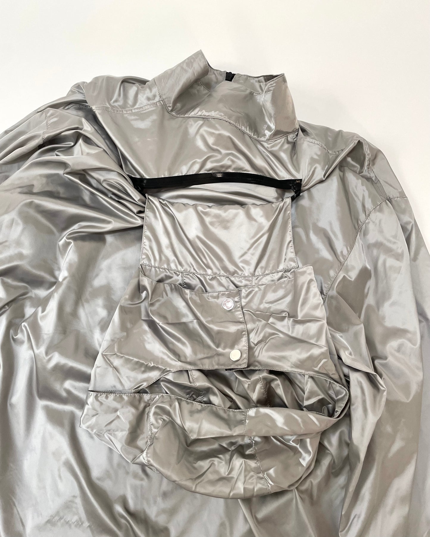 SS 19 Silver Nylon Raincoat