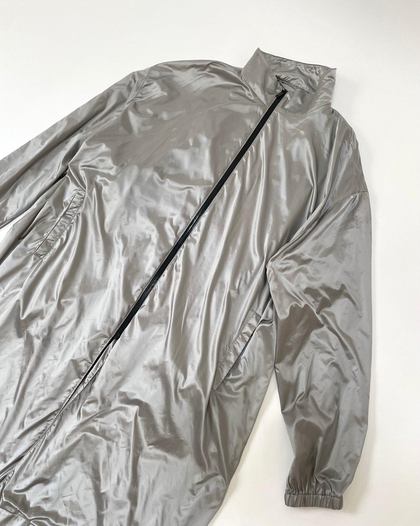SS 19 Silver Nylon Raincoat