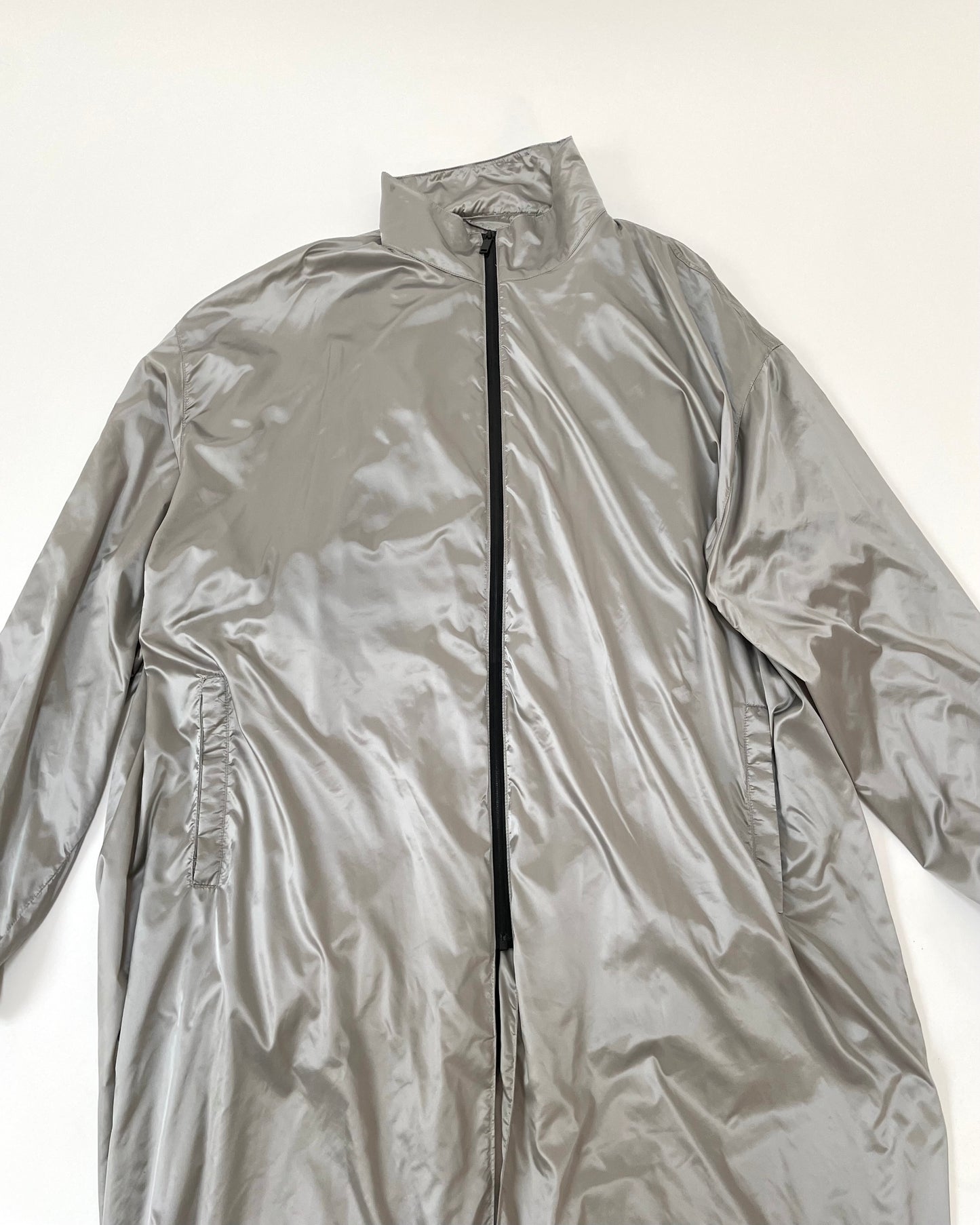 SS 19 Silver Nylon Raincoat