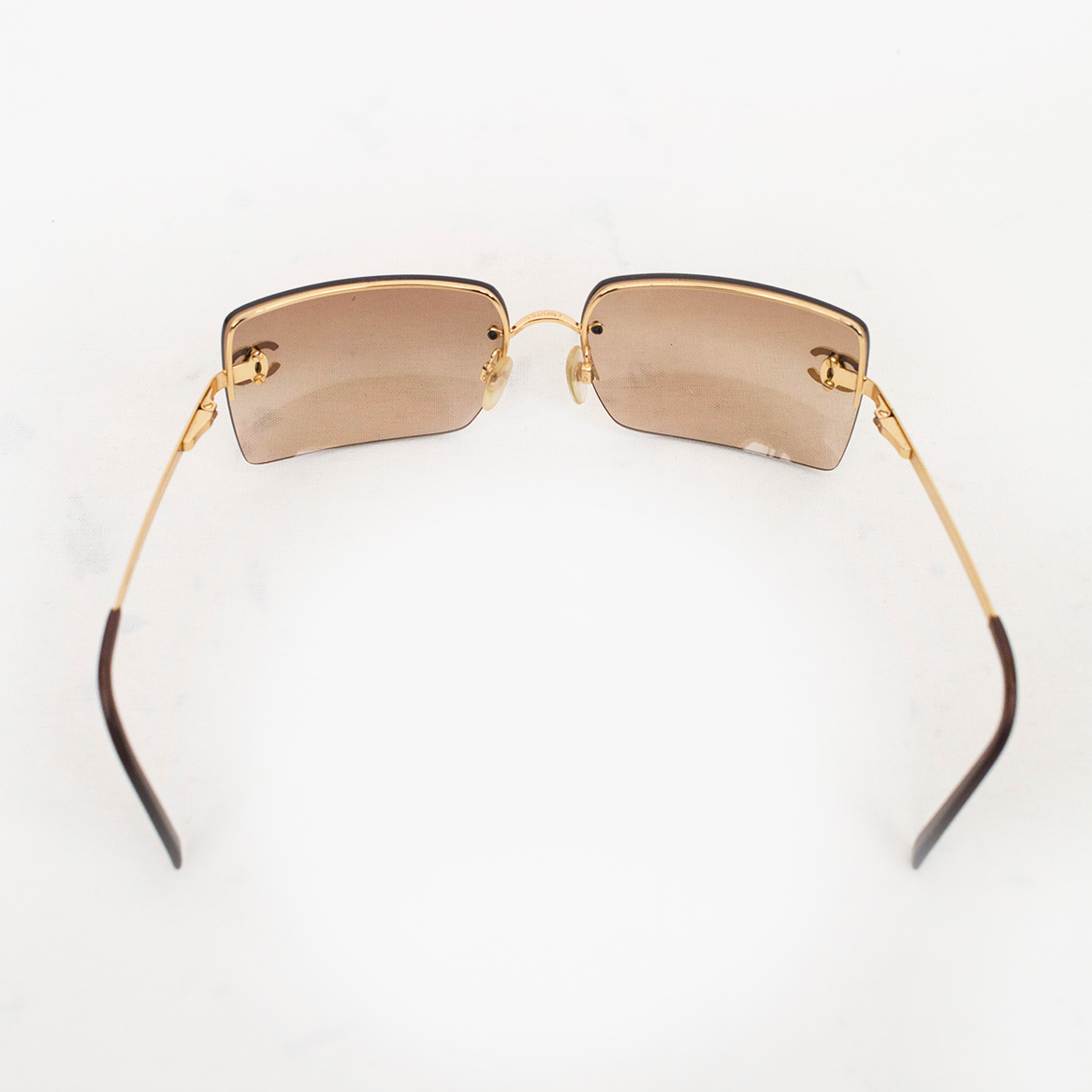 Rimless Strassed "CC" Logo Sunglasses
