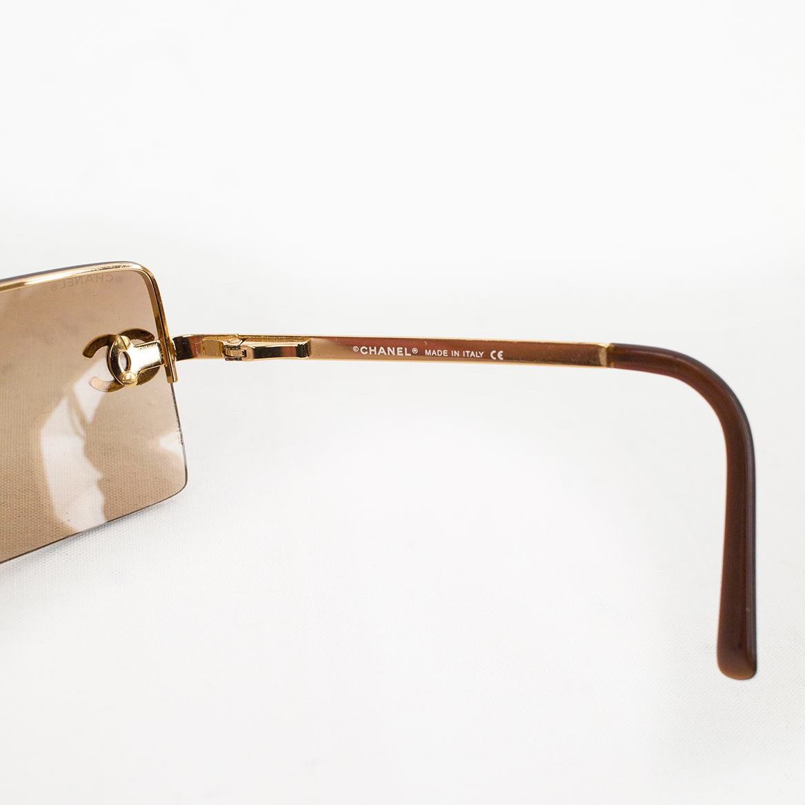 Rimless Strassed "CC" Logo Sunglasses