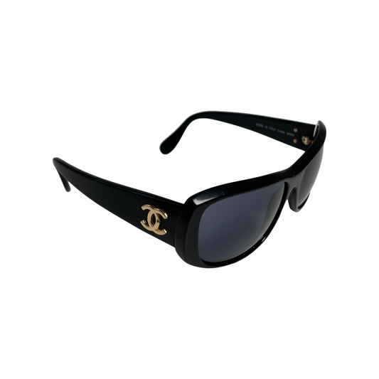 Black/Gold "CC" Logo Sunglasses