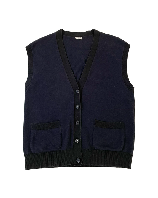 Navy/Black Sleeveless Cardigan