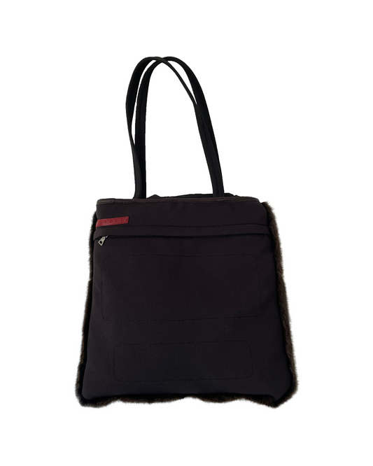 Nylon & Fur Tote Bag