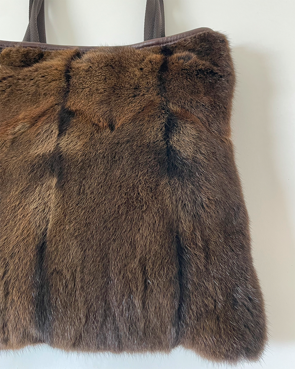 Nylon & Fur Tote Bag