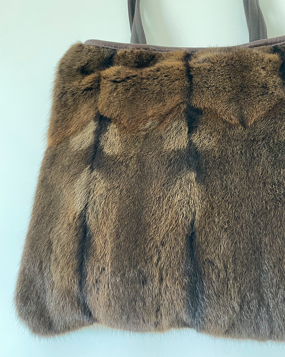 Nylon & Fur Tote Bag