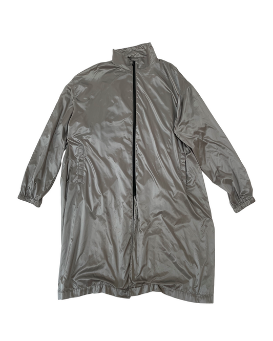 SS 19 Silver Nylon Raincoat