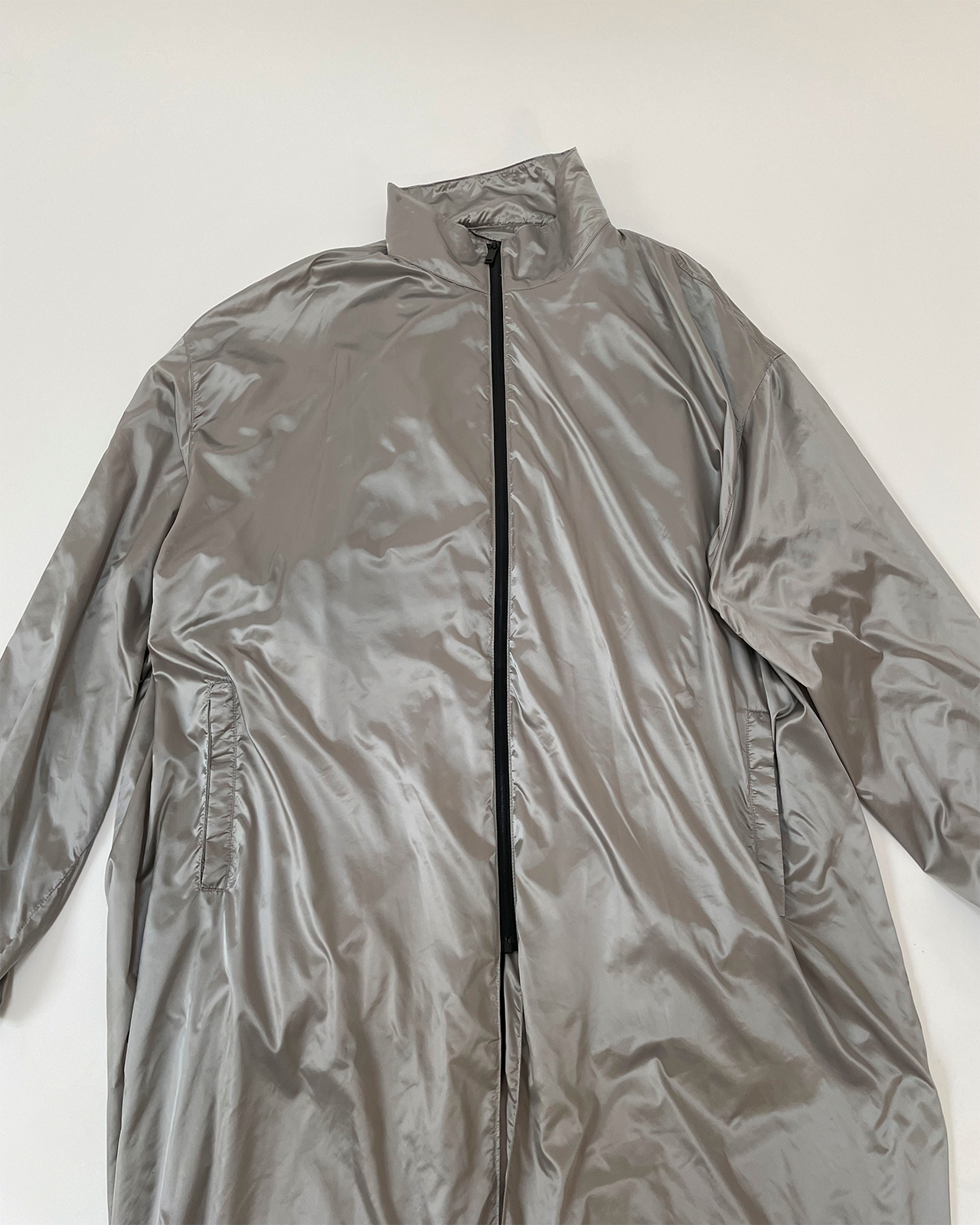 SS 19 Silver Nylon Raincoat