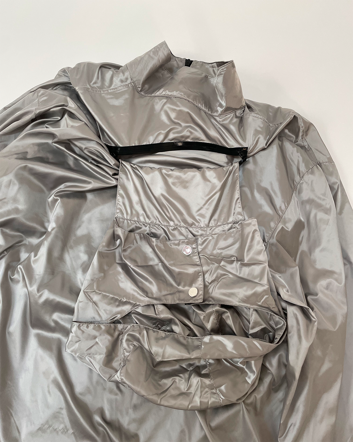 SS 19 Silver Nylon Raincoat