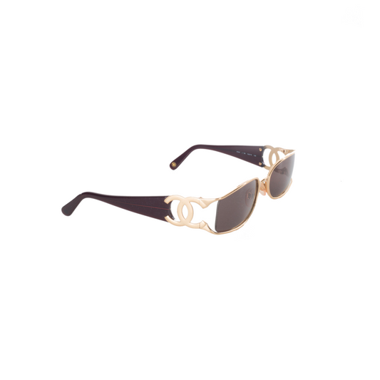 Gold Metallic "CC" Logo Sunglasses