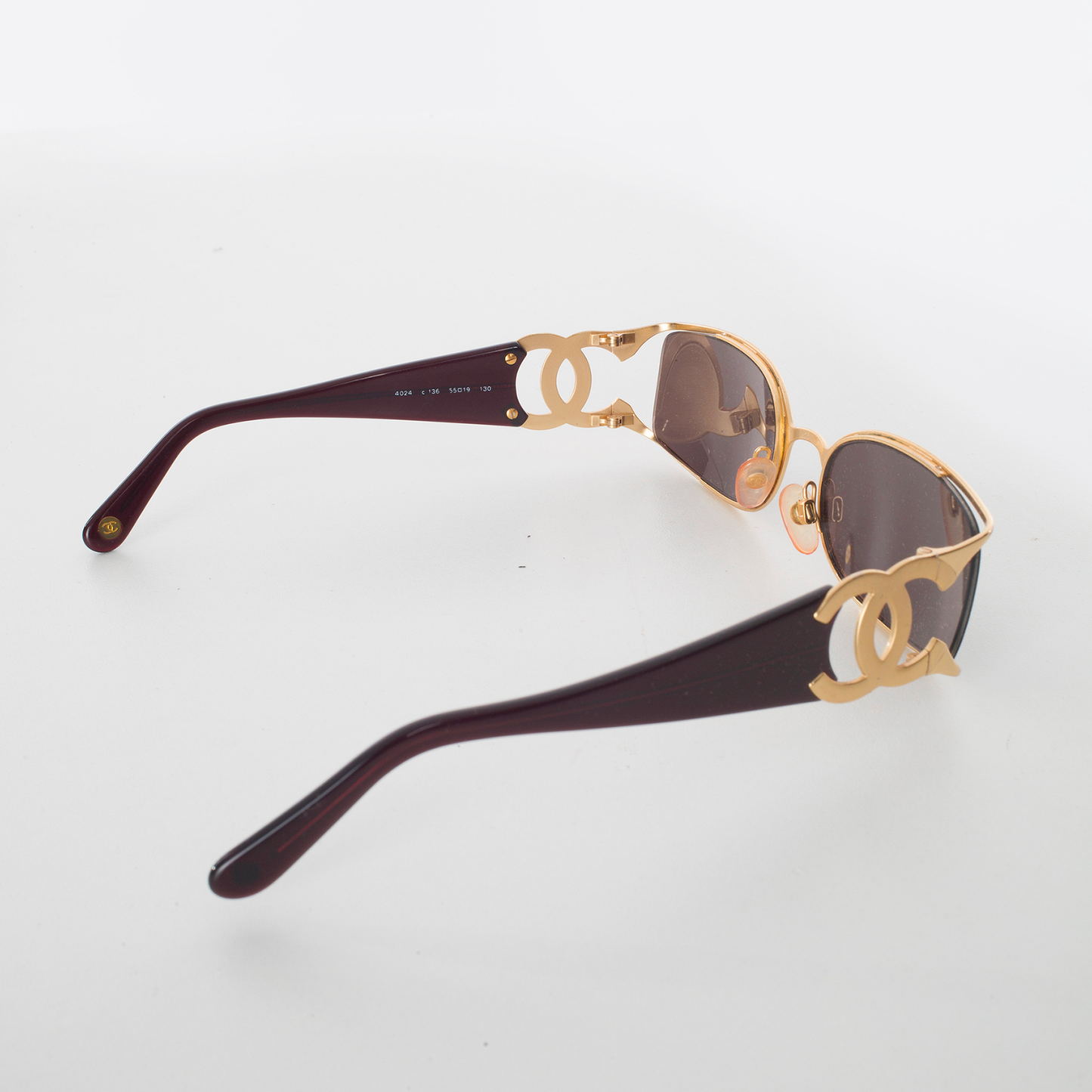 Vintage CHANEL Logo Gold Metal Top Rim Sunglasses