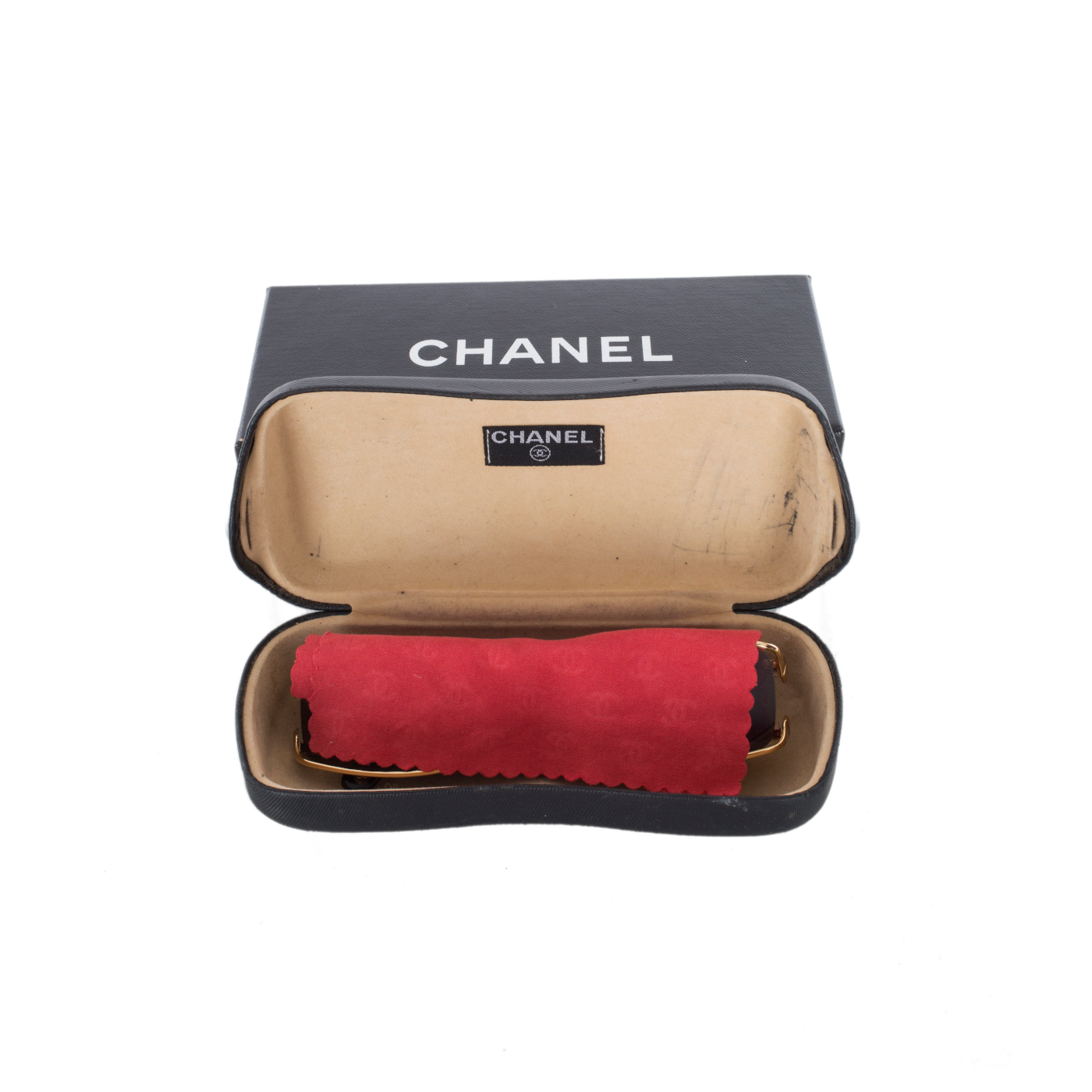 CHANEL Makeup Vintage New Cosmetic Bag 7 x 4.5 Inches Red Velvet & Box VERY  RARE