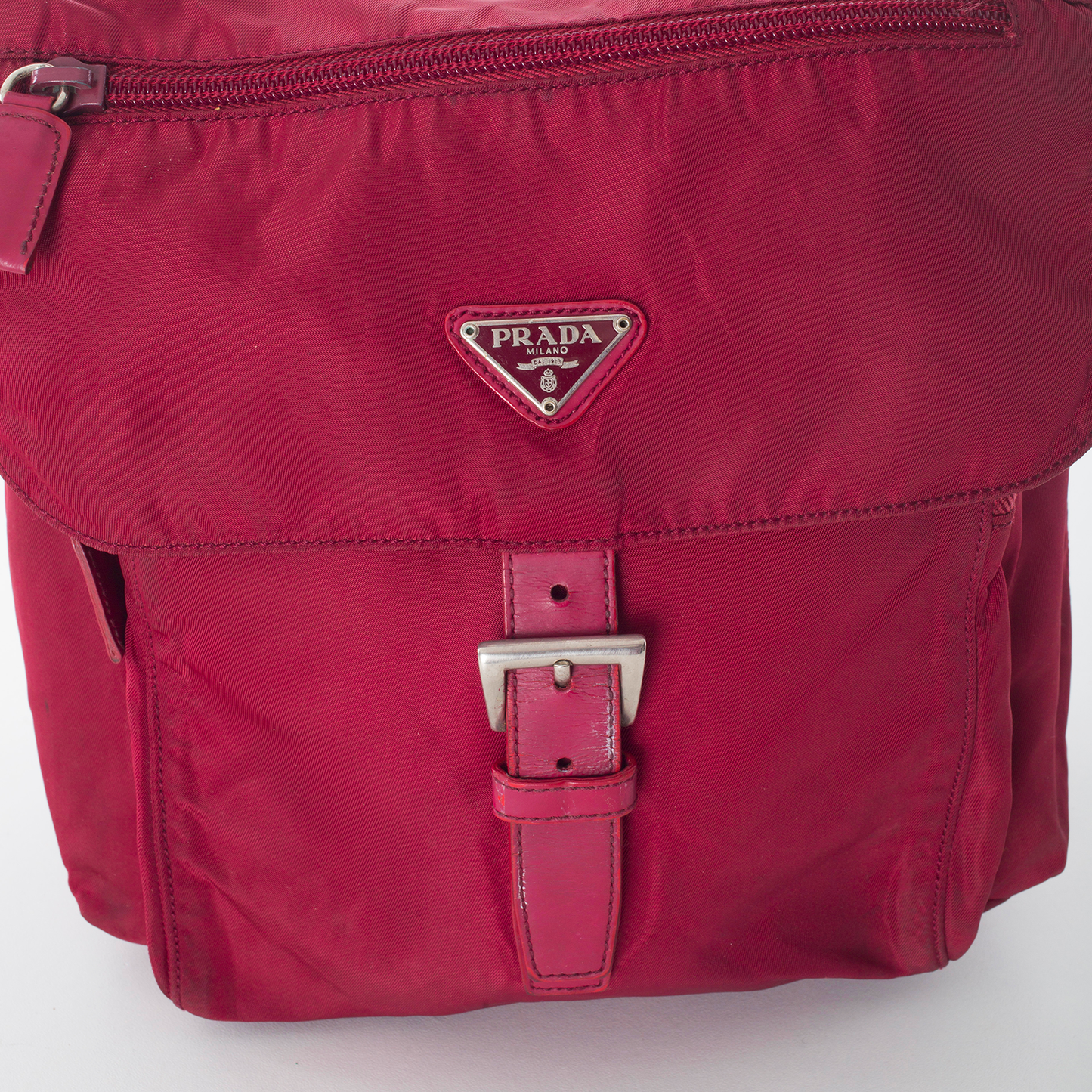 Burgundy Nylon Crossbody Bag