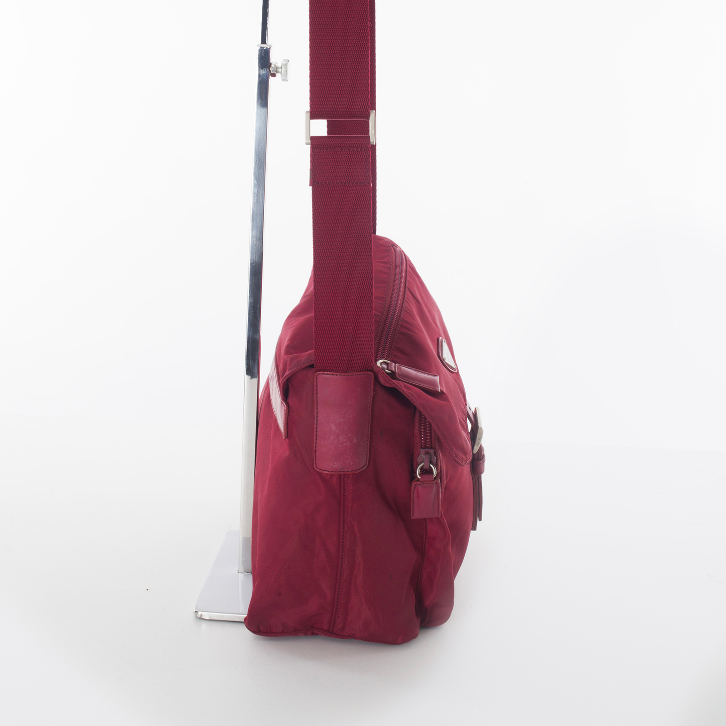 Burgundy Nylon Crossbody Bag