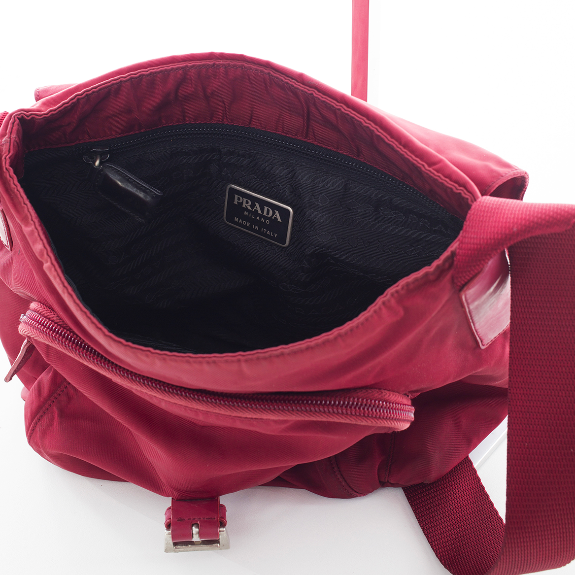 Burgundy Nylon Crossbody Bag